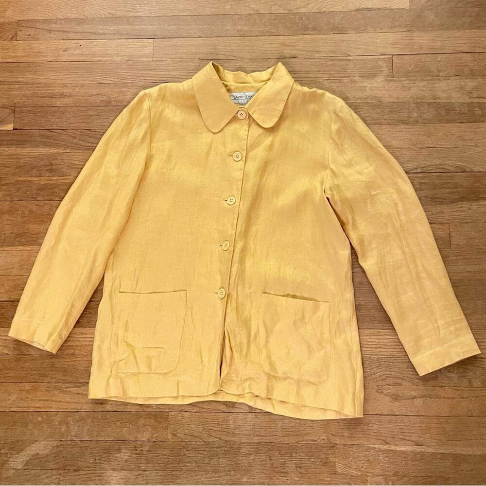 Larry Levine Sport yellow button down coat jacket size 14 b26